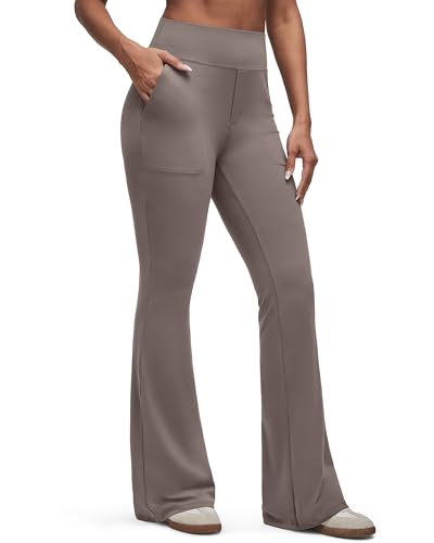 Image of G4Free BareFeel Flare Yoga Pants Women High Waisted Bootcut Leggings with Pockets Dress Work Pant Petite /Regular /Tall