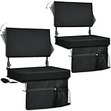 VSTKEN Stadium Seat with Back Support, Padded Ergonomic Back, Cushion Wide, Portable, Foldable, with Pocket & Shoulder Strap, Perfect for Sports Events [2 PCS] (16.5”L × 13.4”W × 15”H)