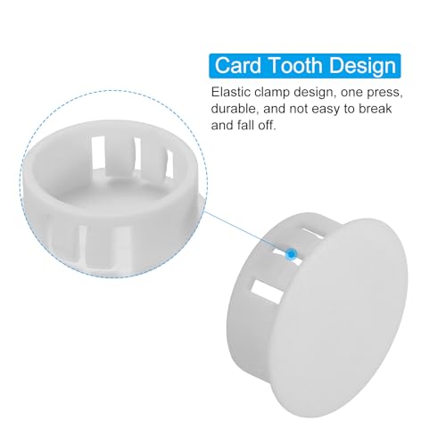 Image of PATIKIL 25mm (1 inch) Plastic Hole Plugs, 30Pcs Flush Type Round Hole Plugs Cover Snap in Locking Hole Tube for Table Kitchen Cabinet Furniture, White