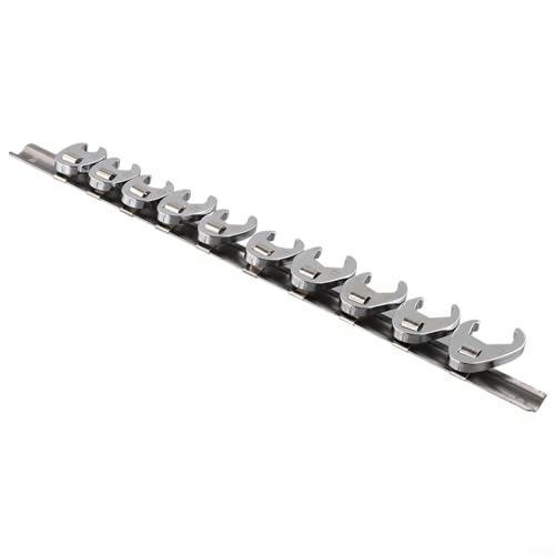 Image of Crowfoot Spanner Set 3/8 Drive, Metric Flare Nut Wrenches 10mm to 22mm, Chrome Plated Carbon Steel Open End Tools for Tight Spaces and Automotive