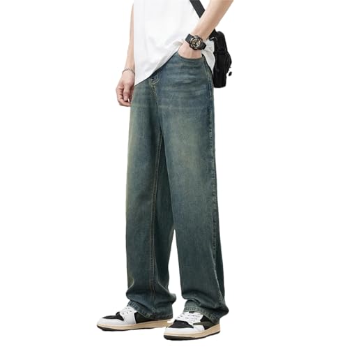Men's Straight Vintage Jeans Soft Lyocell Trousers Personality Baggy Denim Pants