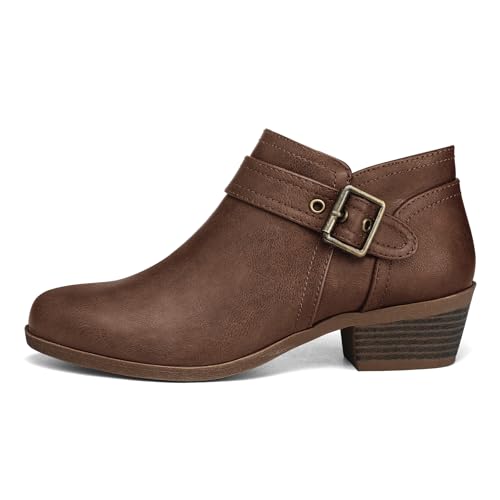 Mysoft Women'S Ankle Boots Low Chunky Stacked Heel Comfortable Round Toe Booties With Side Zipper Shoes thumb #1