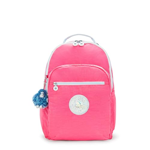Kipling Mochila feminina Seul para laptop de 15 polegadas, durável, espaçosa com alças de ombro acolchoadas, manga protetora embutida, Branco, 12.75''L x 17.25''H x 8''D, Mochila para laptop Seoul de