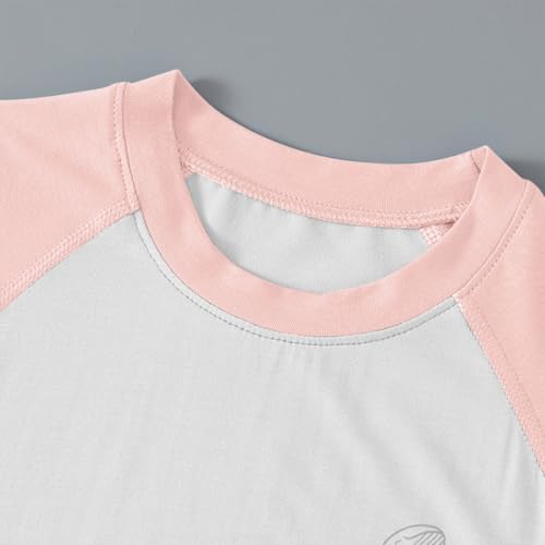 𝐏ajamas Set for Boys Girls Color Block Short Sleeve Lightweight Shirts Elastic Waist Pants Set Casual 𝗦leepwear4