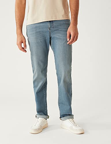 Image of Marks & Spencer Mens Light Wash Mid Rise Straight Fit Jeans