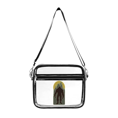 Woodsy Bigfoot Large Crossbody Bag Clear Stadium Bag Anti-Theft Side Shoulder Bags Messenger Bag with 2 Compartments