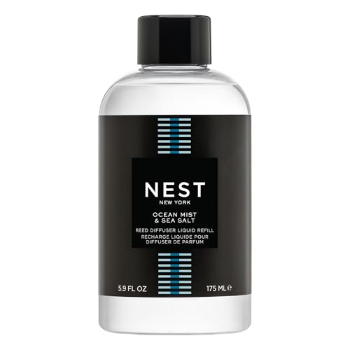 NEST New York Reed Diffuser Liquid Refill, Ocean Mist & Sea Salt - 5.9 fl oz - Fragrance for Up to 90 Days - Flame Free