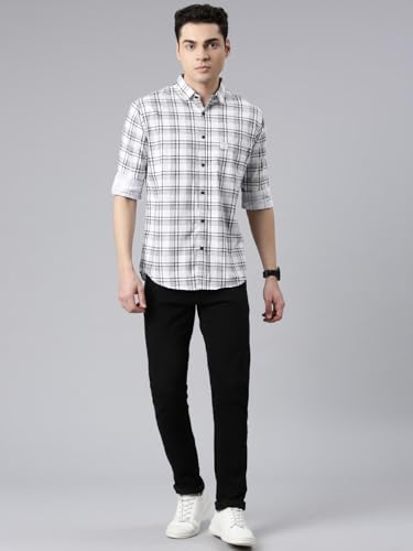Image of Majestic Man Men's Comfort Slim Fit Pure Cotton Opaque Checked Casual Shirt
