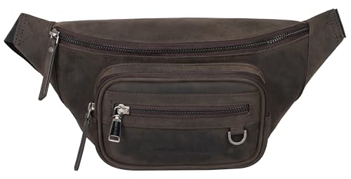 Marc Peter Varadero Bauchtasche Herren Leder | Gürteltasche Bauchtasche mit Wechselgurt für Damen und Herren | Crossbody Leder Hüfttasche | Hip Bag Leather Gürteltasche | Crossbag Kohle Hunter