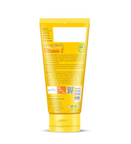 Image of Natura Active Fruits Vitamin C Face Wash | Exfoliating, Brightening, Sun Damage Protection, Oil Control | With Vitamin B3 | For Glowing Skin | No Paraben, Men & Women, All Skin Types - 150 ml