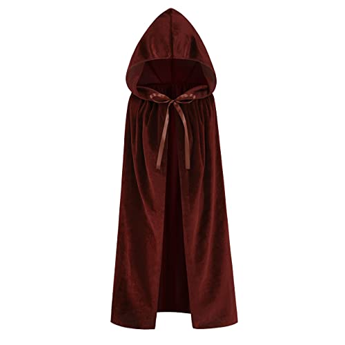 Regenboog Brown Velvet Cape With Hood, Kids Cloak, Short Women's Cape for Christmas Halloween, Masquerade - Image 2