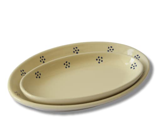 Colì Set Piatti da Portata ovale smalto Stelle, Stoviglie in Terracotta, Vassoi da Forno per Carne, Pesce, Aperitivi, Antipasti, Dessert - Made in Italy