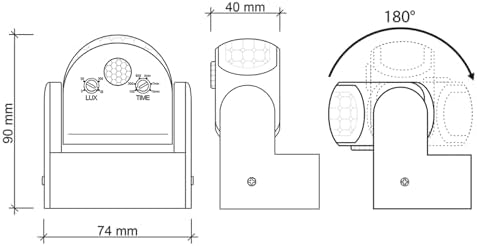 SEBSON Czujnik ruchu zewnętrznego, IP65, zestaw 2 szt.  natynkowy, montaż ścienny, programowalny, na podczerwień, zasięg 12 m / 180°  3 m/360° (2 czujniki), odpowiedni do LED, wychylny, 3-przewodowy
