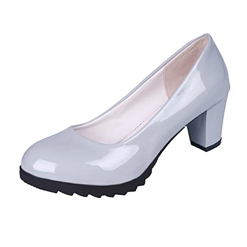 DAIFINEY Para mujer Moda Zapatos medianos Zapatos de mujer Suela única Zapatos de cuero Zapatos de tacón Botas de mujer Cuero para mujer Rojo 39, gris, 37 EU