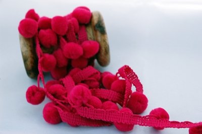 Nastro pompon grande con frange, dimensioni: 15