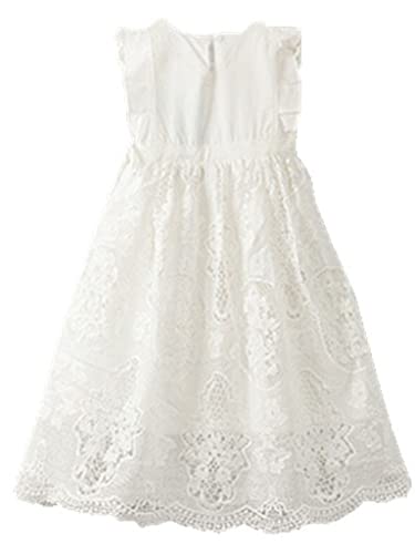 Bow Dream Off White Peach Vintage Lace Sleeveless Flower Girl's Dress2