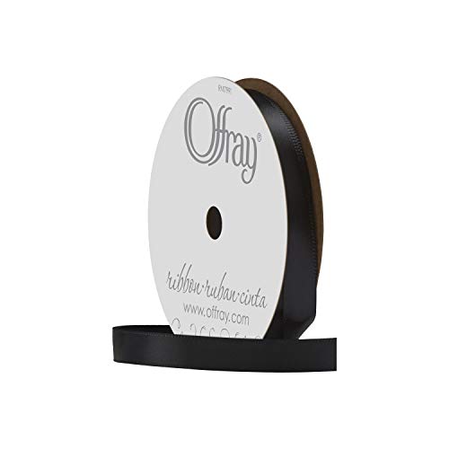 Image of Berwick Offray 072035 3 /8 inch Wide Single Face Satin Ribbon, Black, 6 Yds