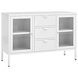 vidaxl credenza bianca 105x35x70 cm in acciaio e vetro temperato