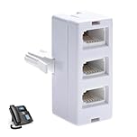 Telephone Extension Cable, Phone Splitter, Triple Socket Adapter for UK Phone, BT Telephone Socket Line Three Way Splitter, Universal Cable UK Adapter, Landline Port Converter Extender for Fax, Modem