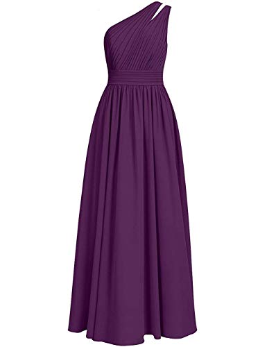 ASBridal Bridesmaid Dresses One Shoulder Prom Dress Long Formal Wedding Party Gowns Chiffon Grape