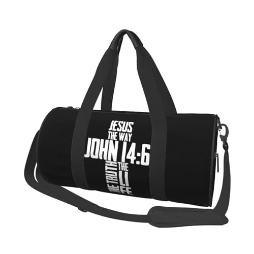 ARESU Christian Bible Verse Jesus The Way John 14-6 Duffel Bag Gym Bag Sports Bags Foldable Travel Bag Multipurpose Backpack, Black