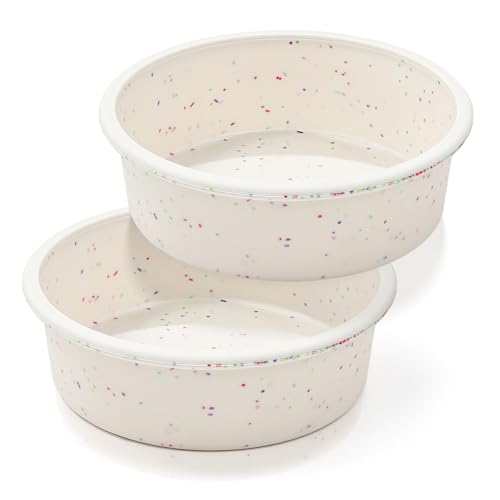 Vinino 6 Inch Silicone Round Cake Pan with Metal Reinforced Frame Set of 2, Nonstick Silicone Springform Pan for Baking Suitable for Making Layers, Cheese & Chocolate Cakes
