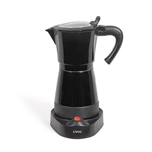 LIVOO, Cafetière italienne électrique DOD117N, Puissance 480 W, Capacité 300 ml et 6 tasses, Fonction maintien au chaud