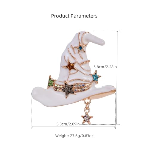 Image of Rhinestone Witch Hat Brooch Pin for Women AB Crystal Colorful Star Witchcraft Brooches Lapel Pins Bag Suit Dress Accessories Unisex Cap Fashion Christmas Halloween Jewelry