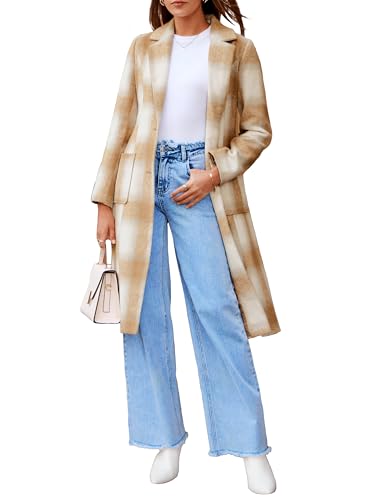 Amazon.com: Simplee Womens Wool Blend Trench Coat Winter Plaid