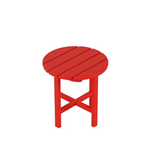 Westintrends Outdoor Side Table, All Weather Poly Lumber Adirondack Small Patio Table Round End Table For Pool Balcony Deck Porch Lawn Backyard, Red #TOP4