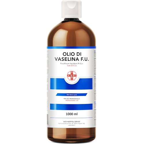 AIESI® Aceite de Vaselina Ph.Eur. puro 100% (1000 ml), Uso farmacéutico, alimentario, cosmético, dermatológico y industrial, Made in Italy