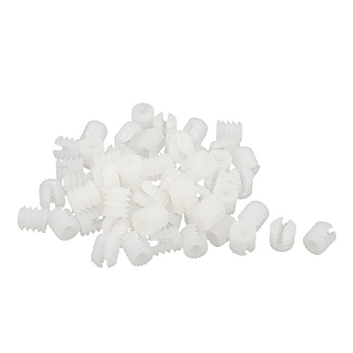 Aexit Furniture Connector Nails, Screws & Fasteners 4mm Plastic Insert Pre-Inserted Nut Fittings White Nut & Bolt Sets 60 Pcs