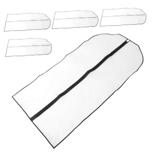 Uonlytech 5pcs Garment Bags for Dust Protection Peva Clothing Covers for Suits Dresses and Coats Lightweight and Storage for Travel and Home Use