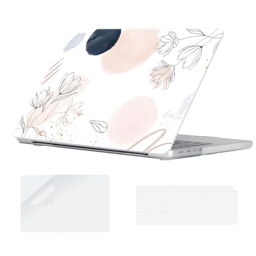 Coque MacBook Pro 14 motifs fleurs élégants pour le bureau et le quotidien