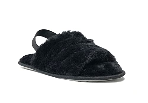 Women's Fuzzy Fur Slide Memory Foam Open Toe Slipper2