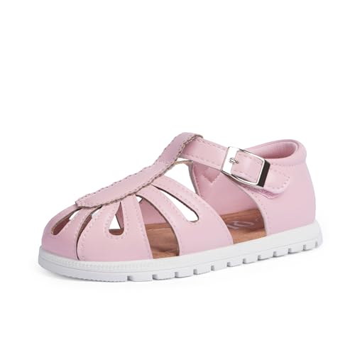 Image of QIY Toddler Girl Sandals Little Kids Summer Dress Shoes Open Toe Flats Princess Sandals for School Beach Party