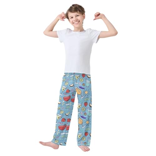ZZKKO Cocktails Doodle Beverages Boys Pants for Kids Jogger Pants with Pockets S-XL2