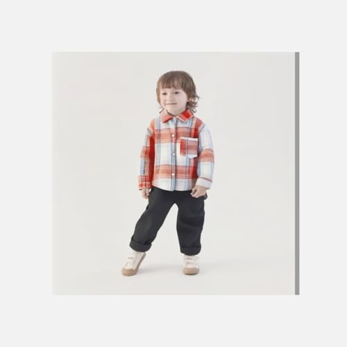 Boys Flannel Shirts Kids Toddler Jacket Long Sleeve Plaid Lapel Button Down Shirts Tops Outwear Clothes3