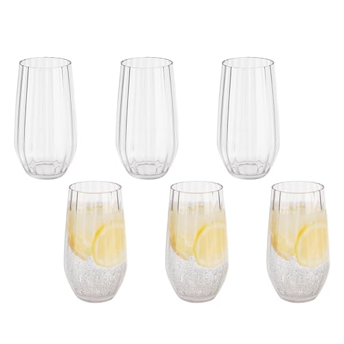 Buddy's Bar - 6er Set, Hochwertige 470 ml Tritan Kunststoff Trinkbecher, BPA frei, Kristallglas-Optik, bruchfeste Mehrweg-Becher, spülmaschinenfest, transparent
