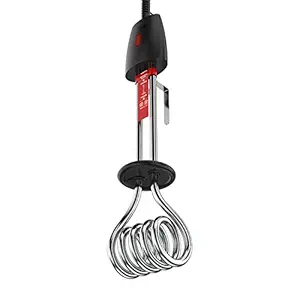 GM Immersion Rod Water Heater with Bucket Guard - 1000W Hot Pro Immersion Water Heater Rod Superior Copper Element, Heat Resistant Handle, Nickel Plated Prevents Corrosion ISI Certified Cord Guard with Loop Hanger Cord Length 1.6 Meter ISI Certified 3 Pin Moulded Plug Suitable for Bucket Water Heating 2 Years Warranty