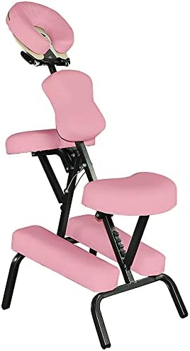 Portable Massage Chairs Adjustable Folding Tattoo Chairs Light Weight Therapy Chair Thick Sponge Spa Chair for Hospitals, Offices, Gymnasiums (Pink)