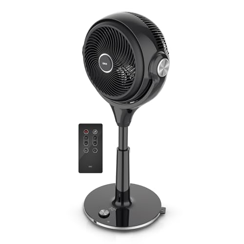 Image of GM Airmate Pro Pedestal Fan with Remote | Black| 230mm Sweep | BLDC Motor | 3D Oscillation | 30-Speed Control | Silent Operation | Timer | Adjustable Height | Powerful Cooling Fan