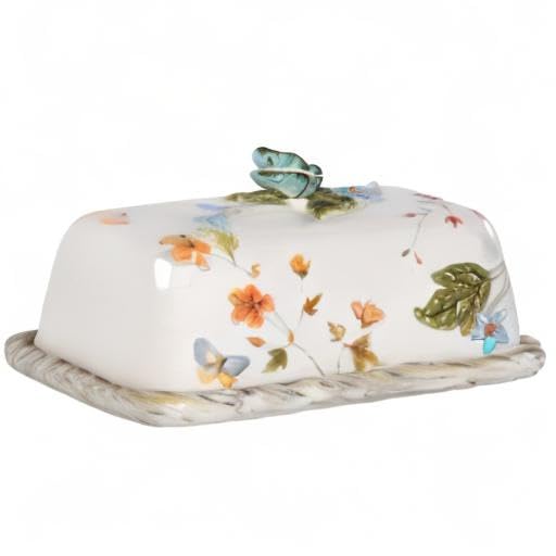 Fitz-and-Floyd-Butterfly-Fields-Covered-Butter-Dish-775-InchBlue Fitz and Floyd Butterfly Fields Covered Butter Dish 775 InchBlue