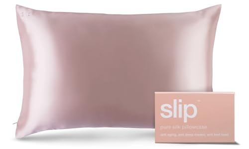 Slip Queen Silk Pillow Cases - 100% Pure 22 Momme Mulberry Silk Pillowcase for Hair and Skin - Queen Size Standard Pillow Case - Anti-Aging Anti-BedHead Anti-Sleep Crease Pink (20 x 30)