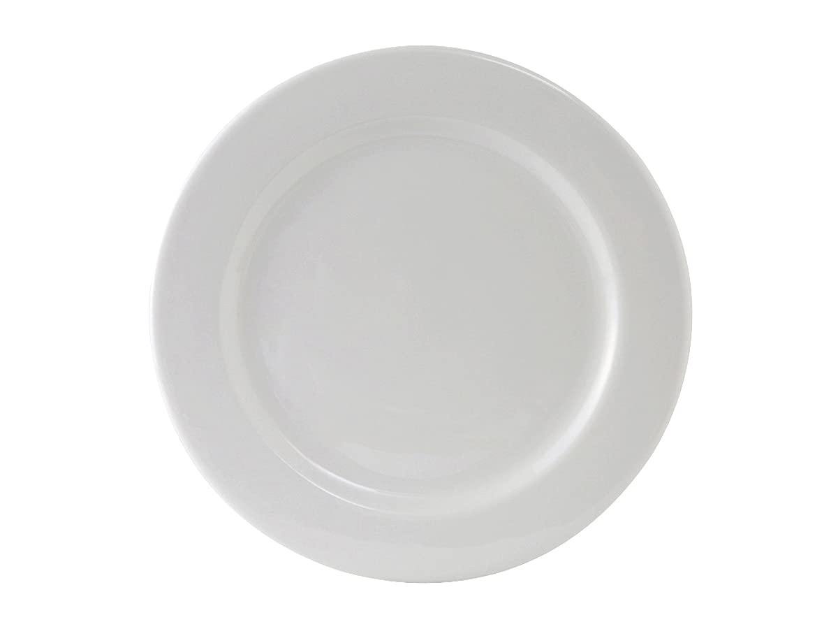 Tuxton China ALA-094 Plate, 9-1/2" Diameter, Round, Wide Rim, Rolled Edge, Microwave and Dishwasher Safe, Oven Proof, Fully Vitrified, TuxCare,