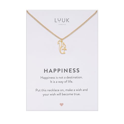 LUUK LIFESTYLE Collier délicat avec pendentif en acier inoxydable étanche, cadeau pour femme, design de bijou moderne, écureuil, or LUUK LIFESTYLE Collier délicat avec pendentif en acier inoxydable étanche, cadeau pour femme, design de bijou moderne, écureuil, or
