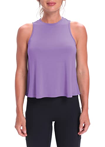 Image of Mippo Crop Tops for Women Womens Workout Tops Flowy Cropped Tank Tops Athletic Shirts