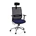 Produktbild hjh OFFICE 820018 Profi Bürostuhl PROFONDO PRO Stoff Schwarz/Blau Drehstuhl mit Netzrücken, Armlehnen & Kopfstütze verstellbar
