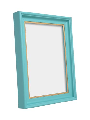 Image of GOLDEN PEACOCK Antique Turquoise Blue and Gold 5x7 Inch Photo Frame | Set of 1 Elegant Wall & Tabletop Picture Frame for Home Decor and Gifting