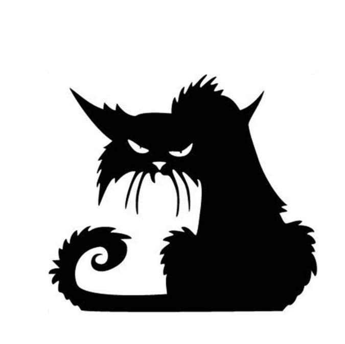 Halloween Black Cat Removable Decal Window Wall Sticker Wall Art Decal Angry Black Cat for Halloween Home Decoration Door Pary Decor Seasonal Sticker for Living Room Work Office Spooky Décor